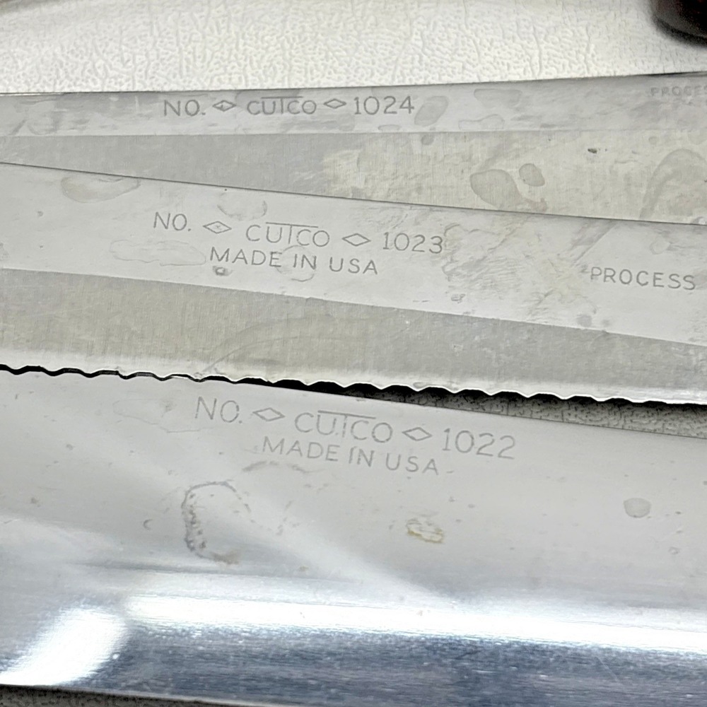 Cutco Knives 1022 1023 1024 Fork Spoons Ladle Lot of 7 Brown Handle - Picture 3 of 6